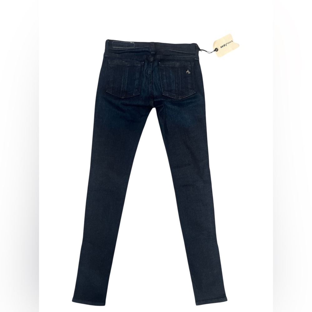 Rag & Bone Kensington Moto Skinny Jeans Dark Blue Zip Detail Size 24 NWT - Picture 2 of 16